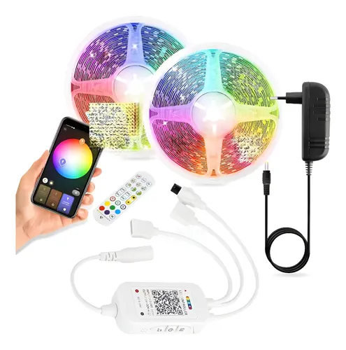 KIT CINTA RGB LUZ LED TUYA SMART 10 METROS / WIFI / CONTROL REMOTO / FUENTE